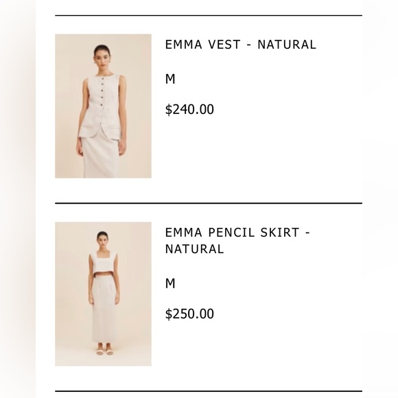 Posse Linen Emma vest and Emma pencil midi skirt set, natural, size M - Picture 14 of 14